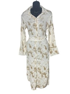 Little lies women’s small long sleeve crinkle‎ button down dress